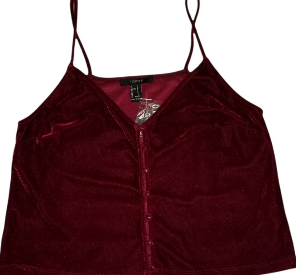 Forever 21 Velour Like Stretch Cami Wine Size S